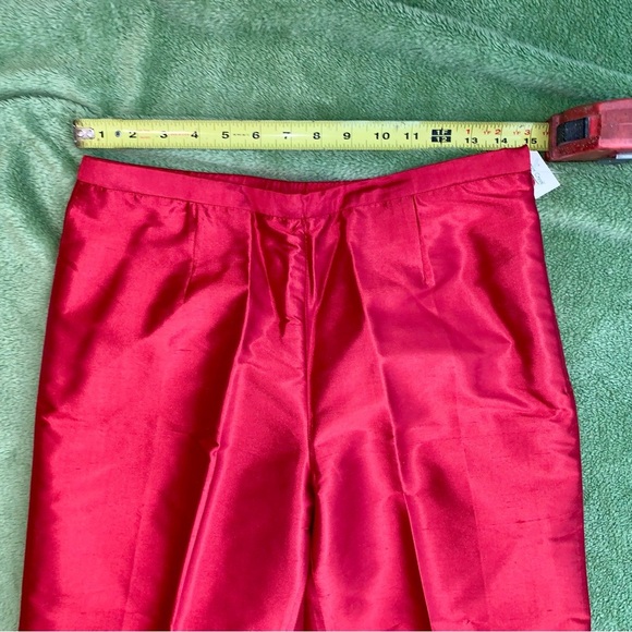 💧Coldwater Creek Red Shimmer 100% Silk Slacks size Petite 6 - Picture 4 of 8
